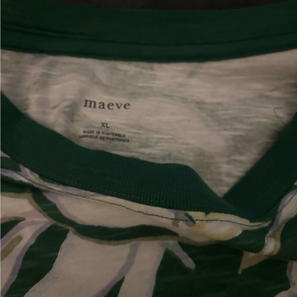 Maeve (Anthropologie) Dark Green Floral Tee XL New with Tags